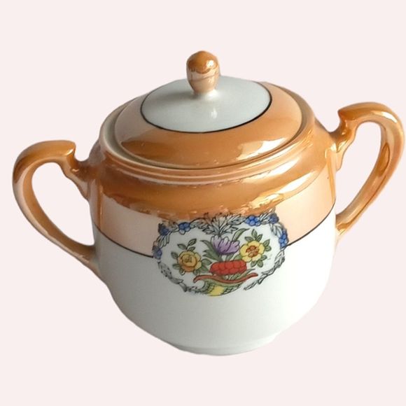 Vintage Noritake Lusterware Sugar Bowl Signed M Handpainted - Picture 7 of 7